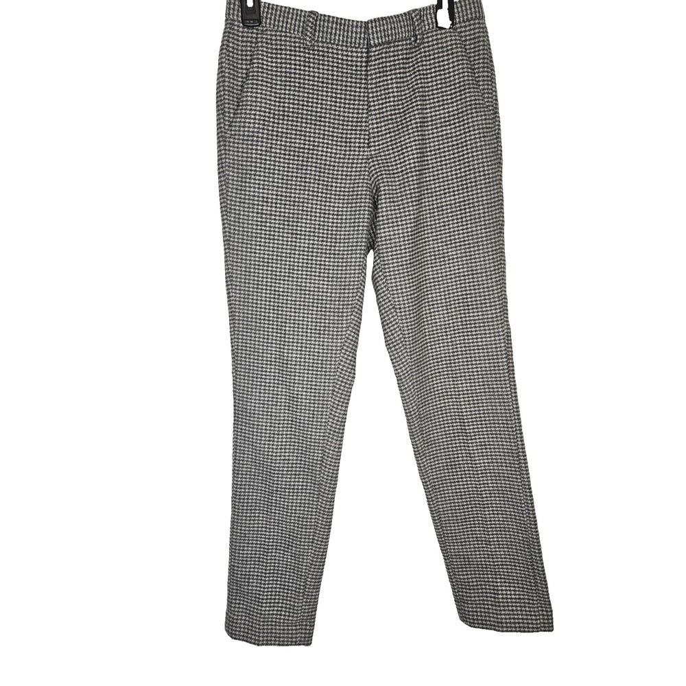 Womens Houndstooth Dress Pants Black White Slim Ankle Career Preppy Old Money